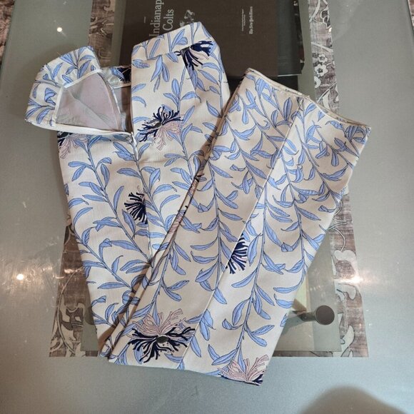 Giambattista Valli | Blue Floral Print Pant | Silk Blend Made in Italy | Size 42 - Picture 4 of 10